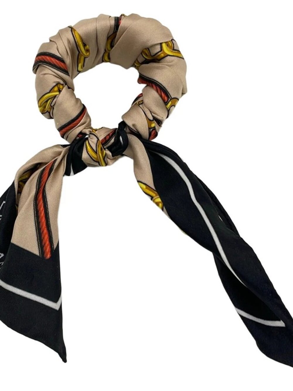 BALENCIAGA Beige Black White Silk Hardware Bangle